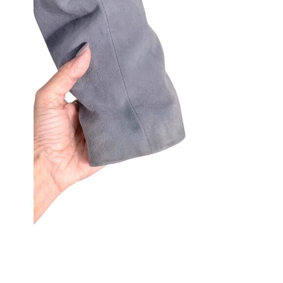 WHBM Soft Blue Drop-Front Suede Jacket Size Large Petite ❄️💙 - Picture 13 of 16